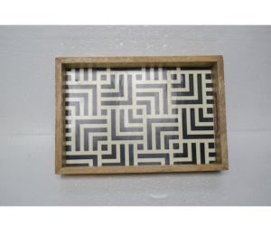 High Quality Wholesale Customized Resin & Mango Wood Serving Tray for Tea Serving Tray For <b>Hotel</b> & <b>Restaurant</b> <b>Supplies</b> - Product Image 2