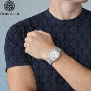 Montre pour homme Charm Jewells en acier inoxydable, boîtier de 40 mm, accents de diamants, analogique, luxe, mode, mouvement mécanique, date automatique, fonction push - Product Image 3