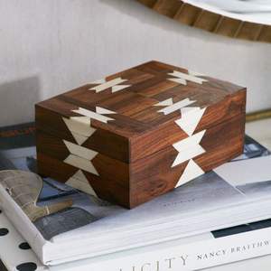 Boîte de rangement en bois de luxe avec incrustations en résine pour bijoux, souvenirs, objets de valeur, organisateur de bijoux haut de gamme - Product Image 6