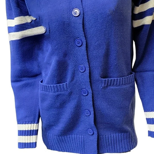 Nouveau cardigan bleu personnalisé à col en V, manches longues, tricoté avec des poches et des boutons, pour l'automne et l'hiver - Product Image 6
