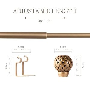 Classic Bronze <b>Curtain</b> Pole with Spherical <b>Finial</b> and Decorative Lattice Design - Product Image 3