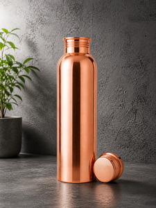<b>Copper</b> Double Wall Large Capacity Water <b>Bottle</b> with Straw 950ml Home Use Bulk Order Export Supplier - Product Image 6
