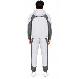 Conjunto de chándal cortavientos de nailon 100% de alto gramaje, oversize, de dos piezas, con chaqueta y pantalón acampanado para hombre - Product Image 3