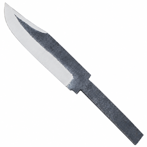 Hoja de cuchillo tipo punta de lanza negra y plateada con borde pulido, acabado forjado en bruto y tallo largo para proyectos de mangos personalizados - Product Image 1
