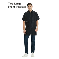 Chemise de barbier pour coiffeurs, tissu léger en coton et polyester, design élégant à manches courtes, écologique et durable