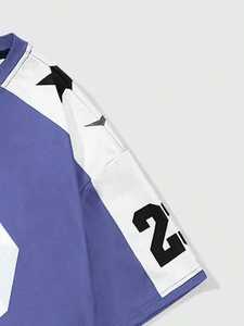 Camiseta de Fútbol Americano de Malla Oversize Personalizada Unisex de Manga Corta con Cuello en V de Poliéster y Mangas con Estampado de Estrellas Estilo Urbano - ¡Gran Oferta! - Product Image 3