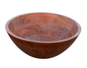 Bol à salade en bois massif segmenté, plat rond en bois pour servir les fruits, vaisselle de cuisine écologique - Product Image 1