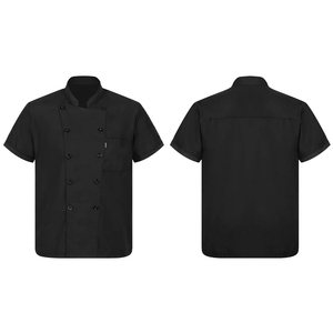 เสื้อเชฟคุณภาพดีที่สุดจากโรงงานผู้ผลิต (OEM) ผ้าโพลีคอตตอนสั่งทำพิเศษสำหรับโรงแรมร้านอาหาร กระดุมด้านหน้า ปกเล็ก มีกระเป๋า - Product Image 1