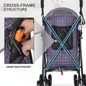 Cochecito plegable apto para mascotas con dosel con cremallera de construcción ligera y opción de impresión personalizada - Product Image 3