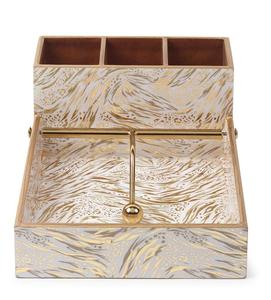 Modern <b>Paper</b> Napkin Holder With Wooden Ball Handle On Wooden Tray - Product Image 2