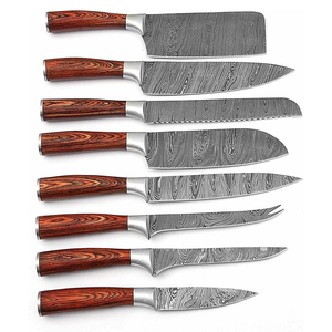 Ensemble de couteaux de chef en acier Damas, fabriqués à la main, conçus pour hacher, trancher et découper, ensemble de couteaux multi-usages de qualité supérieure pour la cuisine - Product Image 1