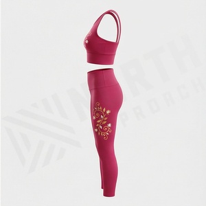 Ensembles de fitness et yoga pour femmes, tenues d'entraînement sans couture, couleur unie personnalisable, effet froncé aux fesses, vêtements de sport actifs - Product Image 3