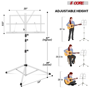 Support de musique 5-en-1 réglable pour bureau, porte-partitions portable, support de livre pliable tout en métal - Product Image 2