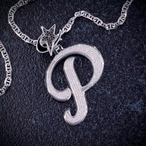 Iced Out Moissanite Personalized <b>Initial</b> Letter <b>Pendant</b> 925 <b>Silver</b> Rhodium Plated Micro Pave HipHop Style Rapper <b>Pendant</b> For Men - Product Image 6