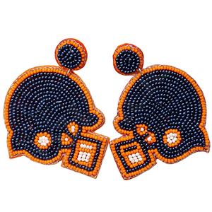 Pendientes Colgantes Hechos a Mano con Cuentas Plateadas en Forma de Flor para Mujer, Estilo Diario para Aficionadas al Deporte, Joyería para Días de Partido y Moda para Tailgating - Product Image 2