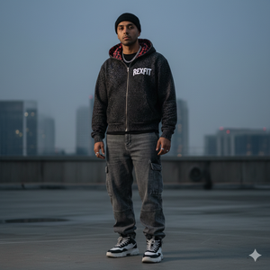 Sweat à capuche zippé coupé-cousu, coupe oversize ample, style streetwear, 500 GSM, molleton 100% coton épais, délavé à l'acide - Product Image 2