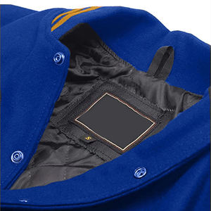 Veste pour homme bleue et jaune, style varsity classique, veste de baseball avec manches contrastées, vêtement d'extérieur décontracté, chaud et confortable - Product Image 4