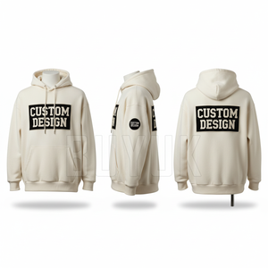 Sweat-shirt à capuche zippé noir personnalisé pour homme, en molleton de coton, coupe oversize, avec poche et imprimé lettres sur le devant, décontracté pour l'automne - Product Image 2