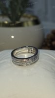 Bague Éternité Triple Rangée Épaisse en Argent 925 Entièrement Sertie de Moissanite, Sertissage Canal, Bague de Mariage Spectaculaire