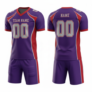 Ensemble de maillot et short de football américain personnalisé avec position du logo sur le devant, 100% polyester, antibactérien, séchage rapide, toutes saisons - Product Image 2