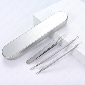 Professional Grade 3 Pcs Stainless Steel <b>Blackhead</b> Acne Remover Tool Kit Customized Label Facial Pore Cleaner Skin Care Set - Product Image 5