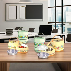 Juego Tiffin redondo con aislamiento de plástico-OCEAN Tiffin Carriers para uso de oficina - Product Image 2
