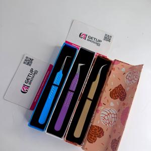 Pinces à cils texturées de haute qualité avec grip diamanté, couleur personnalisée, courbées en L à 90 degrés, boîtes magnétiques imprimées - Product Image 5
