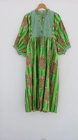 Robe midi en gaze de coton imprimée à la main pour femme, robe d'été
