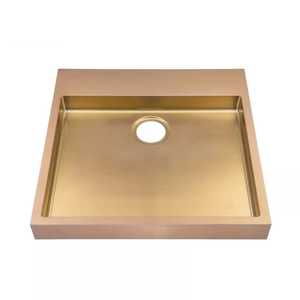 Luxury Square Rose Gold Vessel Sink Above Counter Brushed Stainless Steel Bathroom Basin Modern Vanity Washbowl - Product Image 2