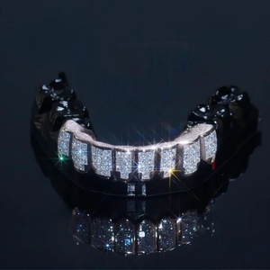 Brilliant Moissanite Grillz Custom Sterling Silver <b>Teeth</b> Caps Premium Fashion Jewelry Gift for Men Women - Product Image 2