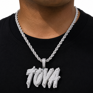 Colgantes de Letras Personalizadas con Estilo Hip Hop Moderno, Unisex, en Plata de Ley 925 con Baño de Rodio y Moissanita, Iniciales con Nombre, Collar con Dijes - Product Image 2
