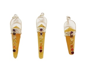 Natural Agate Yellow Double Point Chakra <b>Pencil</b> Pendant Buy Wholesale Gemstone Necklace Online From Amayra Crystal Export India - Product Image 1