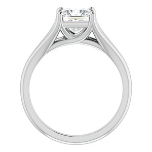 Bague de fiançailles en moissanite taille princesse de haute qualité, or blanc 18 carats, bague solitaire classique, élégante, à double sangle, pour elle - Product Image 6