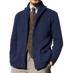 Cardigan en Laine Décontracté pour Hommes Perfectionists, Automne-Hiver, Col Roulé, Anti-Plis, Anti-Boulochage, Séchage Rapide, Respirant, Couleur Unie - Product Image 1