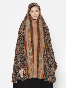 Reversible Long <b>Hijab</b> With Striped And Floral Pattern Polyester Women Adult Traditional Scarf For Daily Wear All Seasons - Product Image 3