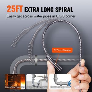 Sonda Elettrica Senza Fili da 25FT per Scarichi, 12V, con Alimentazione Automatica, per Tubi da 3/4 a 2 Pollici, Rimuovi Ostruzioni, con Funzione Trapano - Caratteristiche Principali - Product Image 3