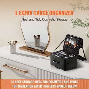 Grande Organizzatore Professionale per Trucchi a 3 Livelli con Maniglia per il Trasporto, Valigia con Ruote e Cerniera, Tracolla per Trucco Professionale - Product Image 2