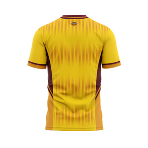 MADE4MATCH Custom Men's Yellow <b>Maroon</b> Striped Sports Jersey Short Sleeve Crew Neck Moisture Wicking Polyester Relaxed Fit Front - Product Image 2