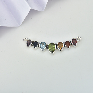 7 Chakras Stone Handmade Pendant <b>Necklace</b> Jewelry with Natural Gemstones <b>Solid</b> 925 Sterling <b>Silver</b> High Grade Quality Pendant - Product Image 2