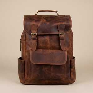 Luxury Genuine Leather Backpack <b>Men</b> Vintage <b>Travel</b> Laptop Rucksack Custom Waterproof Outdoor School <b>Bag</b> LBK-0103 - Product Image 1
