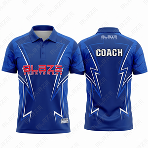 Polo à manches courtes pour homme Blaze Sportswear, bleu, séchage rapide, design géométrique, imprimé coach, style sportif - Product Image 1