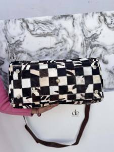 Nouveau design, sacs à bagages en cuir de vache véritable, design à carreaux, sac fait main, sac de voyage unisexe, sac multi-usages, grande taille - Product Image 4