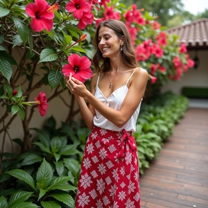 Falda gitana bohemia de longitud completa para mujer con llamativo estampado de copos de nieve diseño de cascada envolvente moda para niñas - Product Image 2