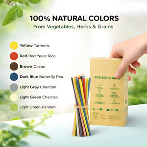 Pajitas de Arroz Vietnamitas Naturales, Simples y Ecológicas para Bebidas de Cóctel, Utensilios Desechables Sostenibles y Libres de Plástico para Comer - Product Image 5