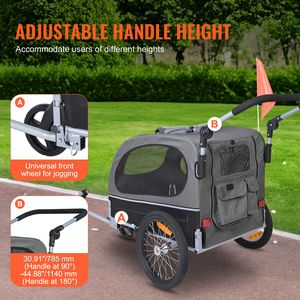Remolque de Bicicleta 2 en 1 para Perros, Soporta hasta 88 Libras, Fácil de Plegar, con Liberación Rápida, Carrito para 1 Mascota - Product Image 3