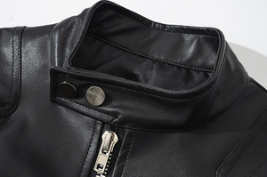 Chaqueta de Motociclista de Cuero Genuino para Mujer, Cuello Alto, Manga Larga, Cierre de Cremallera, Estilo Otoñal - Product Image 5