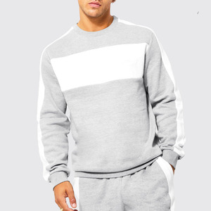 Custom Logo Men Casual Tracksuits Pullover Crewneck <b>White</b> Gray Sweatshirt <b>Jogger</b> Pant Polyester Cotton Heavyweight Sweatsuits - Product Image 6
