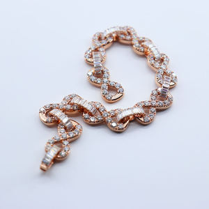Bracelet tennis AMBER JEWELS plaqué or 10K avec diamants de laboratoire, maillons de chaîne, coupe brillante, design géométrique, certifié IGI, unisexe, pour tous les jours - Product Image 1