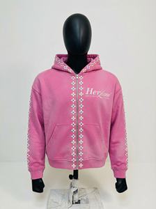 Conjunto Deportivo Personalizado Unisex con Pedrería |   Sudadera con capucha y cremallera de felpa francesa y pantalones deportivos |   Fabricante de Conjuntos Deportivos Estilo Jogger de Marca Privada OEM - Product Image 3