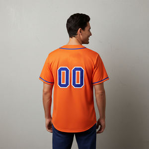 Camiseta de Béisbol Personalizada para Hombre, Naranja y Azul, con el Número 00 del Compañero de Equipo, Impresión Serigrafiada, Absorbe la Humedad, Corte Regular, para Todas las Temporadas - Product Image 3